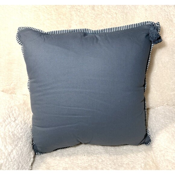 Oversized Square Cotton Linen Texture with Tassel Cream or Blue - Threshold - Picture 6 of 6